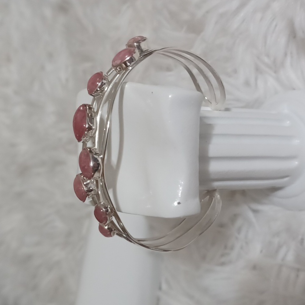 Jay King Mine Finds Sterling Silver Rhodochrosite Bangle Bracelet NIB *RARE* - Picture 7 of 9